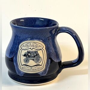 Grey Fox Pottery Autry Museum of Western Heritage Blue Glazed Pottery Coffee Mug